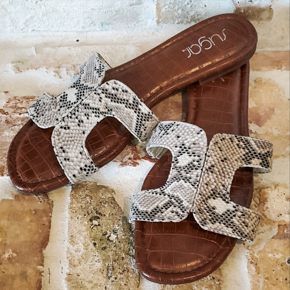 Sugar Snakeskin Print Ofelia Slip On Sandals